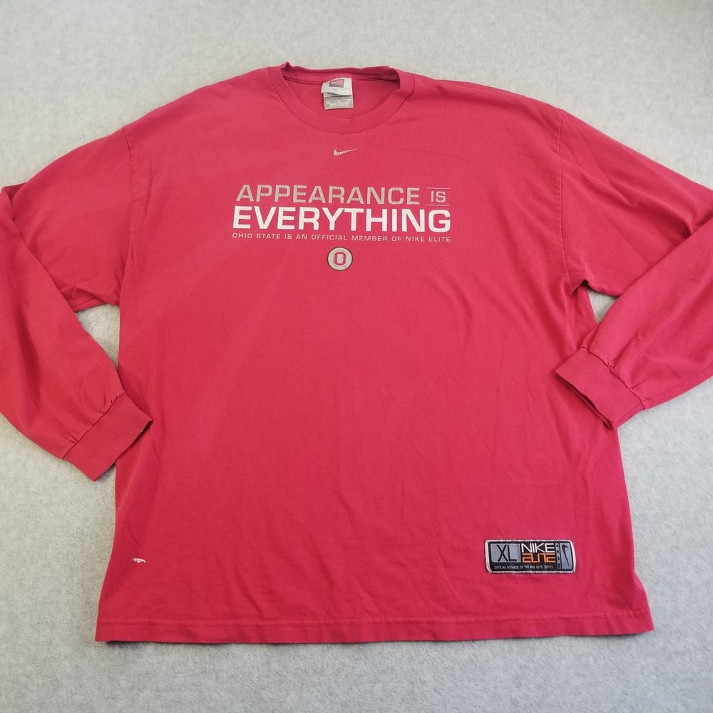 Vintage Nike‎ Ohio State Buckeyes Shirt Mens Extra Large Red Center Swoosh Elite